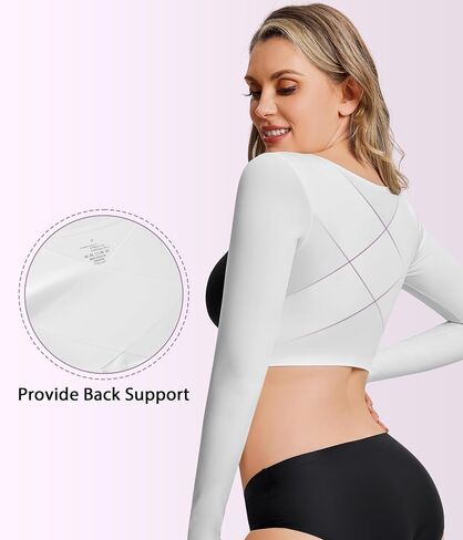 YERKOAD Arm Shapers for Women Flabby Arms Post Surgery Compression Sleeves Arm Faja Front Closure Shapewear Tops in Kuwait