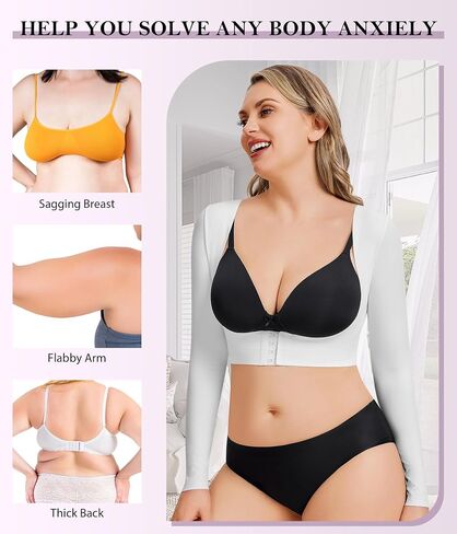 YERKOAD Arm Shapers for Women Flabby Arms Post Surgery Compression Sleeves Arm Faja Front Closure Shapewear Tops in Kuwait
