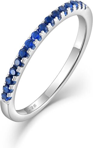 JO WISDOM Stackable Ring Eternity Bands for Women 925 Sterling Silver 1.5mm Thin Band Cubic Zirconia Half Eternity Stacking Rings Mothers Birthday Christmas Day Gifts in Kuwait