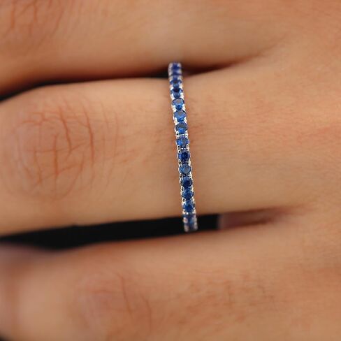 JO WISDOM Stackable Ring Eternity Bands for Women 925 Sterling Silver 1.5mm Thin Band Cubic Zirconia Half Eternity Stacking Rings Mothers Birthday Christmas Day Gifts in Kuwait