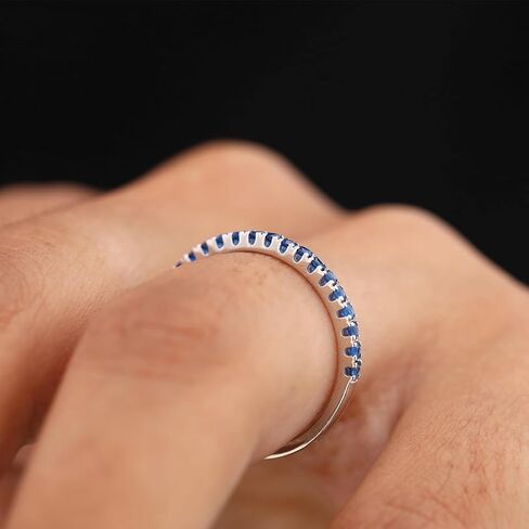 JO WISDOM Stackable Ring Eternity Bands for Women 925 Sterling Silver 1.5mm Thin Band Cubic Zirconia Half Eternity Stacking Rings Mothers Birthday Christmas Day Gifts in Kuwait