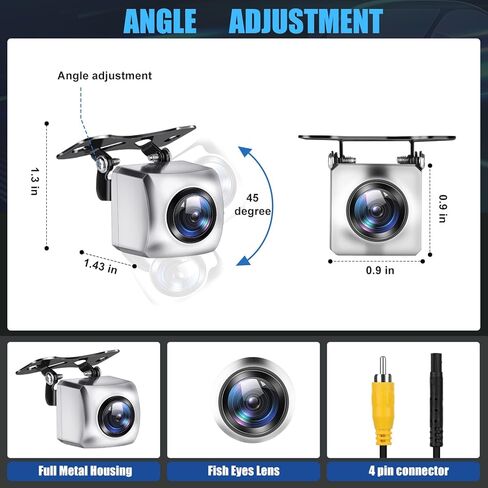 كاميرا احتياطية 12 فولت لسيارة بيك اب وشاحنة اس يو في، كاميرا رؤية خلفية بزاوية مثالية 149 درجة، مقاومة للماء IP69K، هيكل معدني بالكامل in Kuwait
