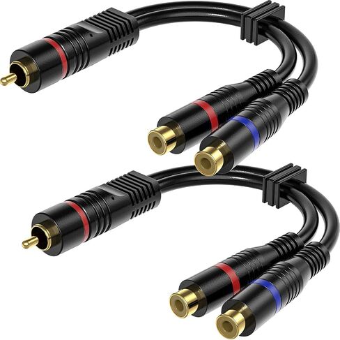 RCA Splitter, 2 Pack RCA Male to Dual RCA Female Y Splitter Cable Stereo to Mono Adapter, 8 Inches Gold Plated Audio Cable Cord RFAdapter for Subwoofer Speaker,RF0A0206A-CA in Kuwait
