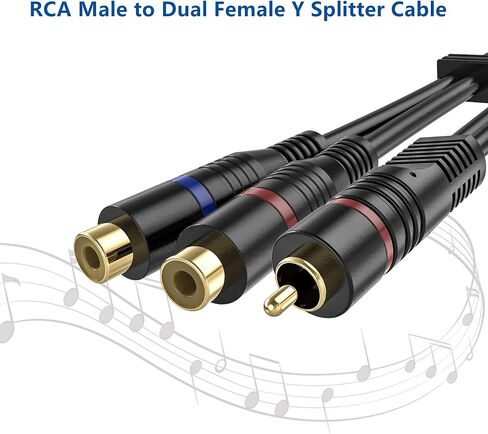 RCA Splitter, 2 Pack RCA Male to Dual RCA Female Y Splitter Cable Stereo to Mono Adapter, 8 Inches Gold Plated Audio Cable Cord RFAdapter for Subwoofer Speaker,RF0A0206A-CA in Kuwait