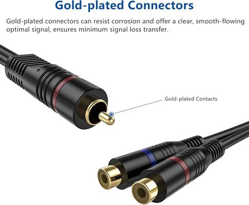 RCA Splitter, 2 Pack RCA Male to Dual RCA Female Y Splitter Cable Stereo to Mono Adapter, 8 Inches Gold Plated Audio Cable Cord RFAdapter for Subwoofer Speaker,RF0A0206A-CA in Kuwait