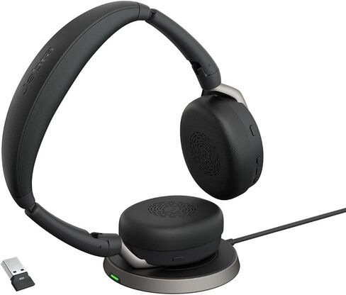 Jabra Evolve2 65 Flex Wireless Stereo Headset - Bluetooth, Noise-Cancelling ClearVoice Technology & Hybrid ANC - Works with All Leading UC Platforms Such As Zoom & Google Meet - Black in Saudi Arabia