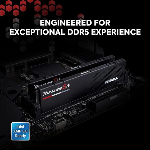 G.SKILL Ripjaws S5 Series (Intel XMP 3.0) DDR5 RAM 64GB (2x32GB) 6000MT/s CL30-40-40-96 1.40V Desktop Computer Memory UDIMM - Matte Black (F5-6000J3040G32GX2-RS5K) in Kuwait