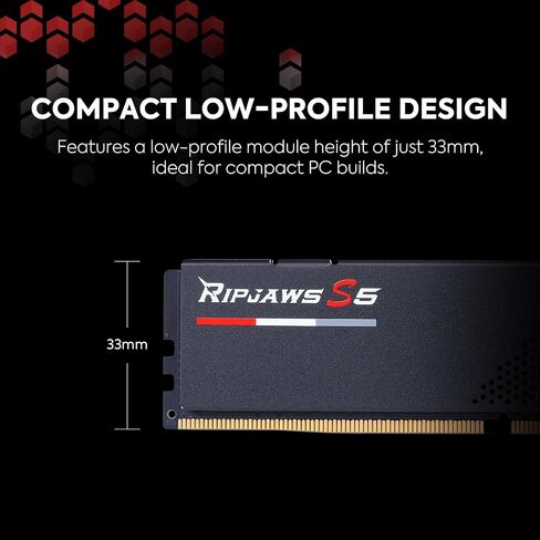 G.SKILL Ripjaws S5 Series (Intel XMP 3.0) DDR5 RAM 64GB (2x32GB) 6000MT/s CL30-40-40-96 1.40V Desktop Computer Memory UDIMM - Matte Black (F5-6000J3040G32GX2-RS5K) in Kuwait