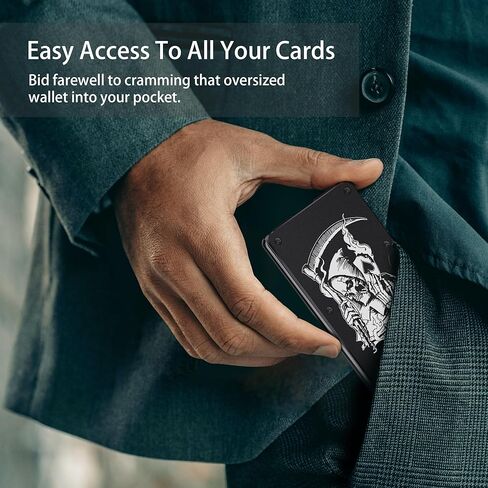 محفظة HIESGIE المعدنية البسيطة للرجال - محافظ رفيعة لمنع RFID مع مشبك نقود قابل للإزالة - حامل بطاقات ائتمان صغير من الألومنيوم بجيب أمامي للرجال - ألياف الكربون in Kuwait