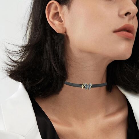 Black Choker Necklace for Women,Adjustable Leather Velvet Choker Collar Pendant Necklace, Goth Jewelry Gifts. in Saudi Arabia