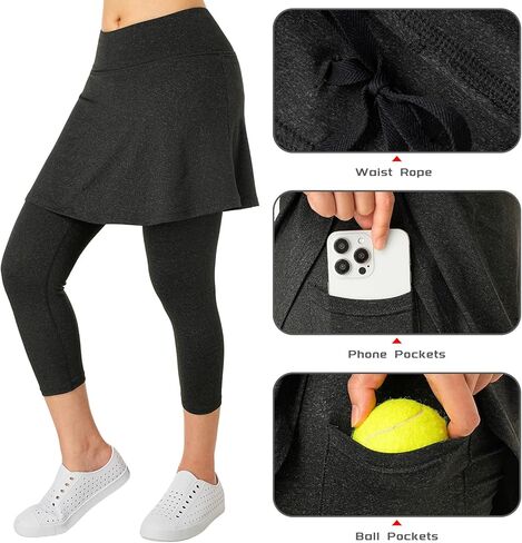 تنانير نسائية مع سروال ضيق، سراويل ضيقة رياضية مع جيوب، سراويل ضيقة نسائية لجولف التنس in Kuwait