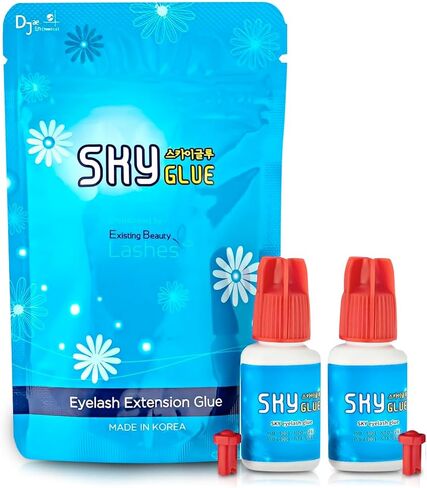 Sky Glue S+ Eyelash Extension Glue - Extra Strong Lash Extensions Adhesive Bond with 6-7 Weeks Retention and 1-2 Sec Dry Time, Long Lasting Semi Permanent Black Glue - 5 ml in Saudi Arabia