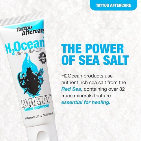 H2Ocean Aquatat Tattoo Healing Ointment - Tattoo Aftercare Cream for Tattoo Supplies - Fragrance- & Dye-Free Tattoo Care Ointment with Vitamins A & B - 0.75 oz in Kuwait