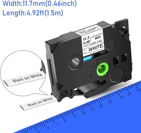 SuperInk 5 Pack Compatible for Brother HSe-221 HSe221 HS-221 HS221 Black on White Heat Shrink Tube Label Tape use in PT-D210 PT-D400 PT-E300 PT-E500 PT-P750WVP Printer (0.34''x 4.92ft, 8.8mm x 1.5m) in Kuwait