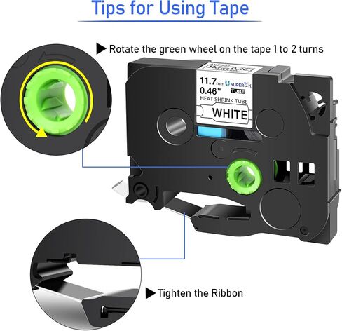 SuperInk 5 Pack Compatible for Brother HSe-221 HSe221 HS-221 HS221 Black on White Heat Shrink Tube Label Tape use in PT-D210 PT-D400 PT-E300 PT-E500 PT-P750WVP Printer (0.34''x 4.92ft, 8.8mm x 1.5m) in Kuwait