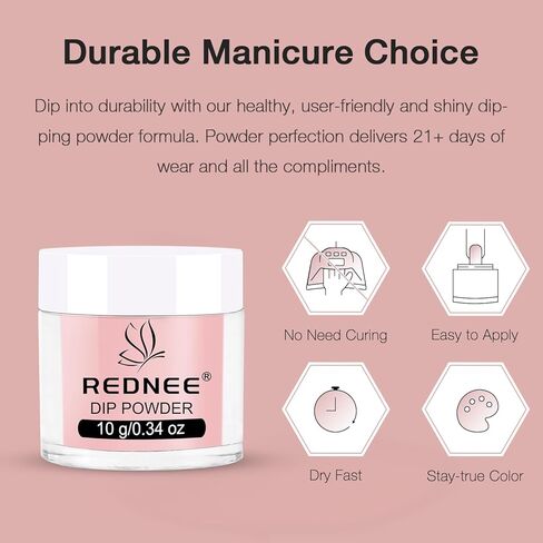 REDNEE 33 قطعة مسحوق غمس سريع الجفاف للأظافر، 24 لونًا رمادي فضي لامع، تركيبة متقدمة من الأكريليك، نظام مسحوق غمس مع قاعدة وطبقة علوية منشط RE13 in Kuwait