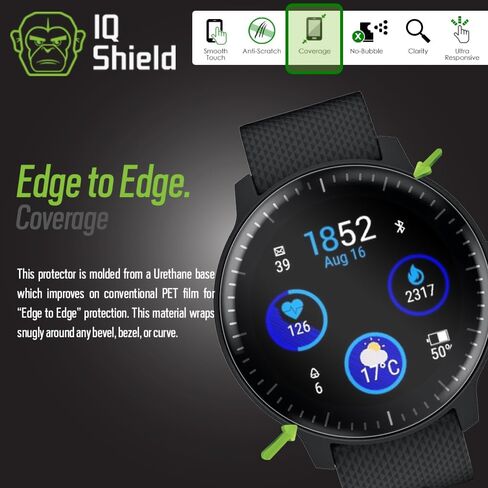 IQShield Screen Protector Compatible with Garmin Vivoactive 3 Music (6-Pack)(Full Coverage) Anti-Bubble Clear TPU Film in Kuwait