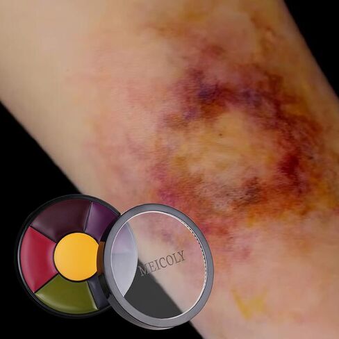 MEICOLY SFX Makeup Kit Scars Wax,Fake Blood Spray(2.1Oz) Halloween Special Effects Wound Wax(1.67Oz) with Spatula,Stipple Sponge,Coagulated Blood Gel(1.06Oz),5ml Castor Sealer,Scary Clown Makeup 01 in Saudi Arabia