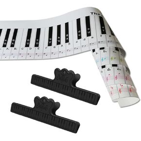 DANUDON 88 Key Keyboard Piano Note Chart, Piano Keyboard Finger Simulation Practice Guide Teaching Aid Note Chart Electronic Piano Exercise Cardboard with 2 Music Book Clip for Beginner