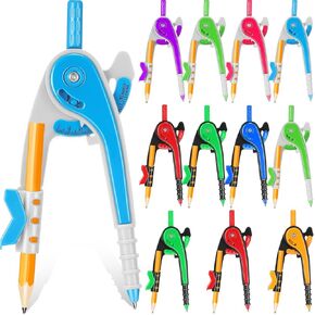 Zonon Student Math Geometry Compass Bulk 6 Inch Plastic Drawing Compass with Pencils Bright Color Precision Tool Back to School Supplies(24 Pcs)
