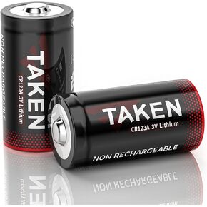 Taken CR 123A Lithium 3v 8 Pack، عمر افتراضي 10 سنوات بطاريات 1600 مللي أمبير 123 أمبير لكاميرا الأمان، المصباح اليدوي، أجهزة الاستشعار الذكية والمزيد (غير قابلة لإعادة الشحن)