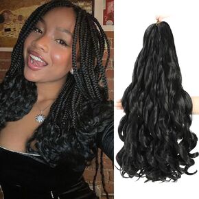 French Curly Braiding Hair 12 Inch 8 Packs - Pre Stretched Bouncy Braiding Hair- Loose Wavy Braiding Hair Synthetic Hair Extensions For Black Women (12 inch 8 packs 1B)