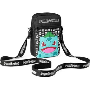 Pokemon Shoulder Bag Cross Body Bag for Kids - Adjustable Strap Kids Pikachu Small Travel Bag - Gamer Gifts (Black Eevee)