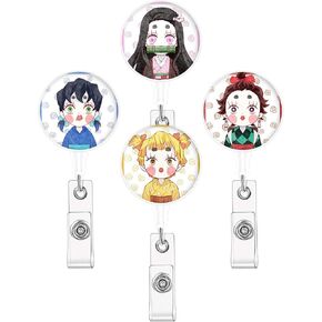4PCS Retractable Badge Holder Reel for Key Chain with Alligator Clip Cute Retractable ID Badge Clip Alligator Badge Holder for ID Card Holders Nurses Workers Gifts