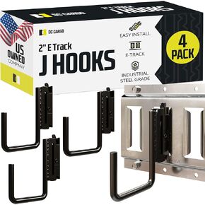 DC Cargo - E Track J Hooks (2" - 10 Pack) - Vertical E Track Accessories - Hanging Hooks for Your ETrack Rail System - Use in Enclosed Trailers, Box Trucks, Vans, Garage, Workshop & Warehouse in Kuwait