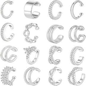 16 Pcs Ear Cuffs for Women Non Piercing Ear Cuffs Earrings 14K Gold Plated Cuff Earrings Non Pierced Clip On Cartilage Earring Fake Earrings Jewelry Set