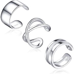 Ear Cuff 925 Sterling Silver Ear Cuffs Non Piercing Earrings clip on Cartilage Earrings Cross Ear Cuff for Women Men