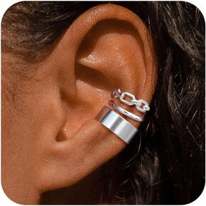 Ear Cuffs for Women Non Piercing Sterling Silver Cuff Earrings Fake Cartilage Earrings Clip On Hypoallergenic Cubic Zirconia Hoop Helix Earrings for Women Men Jewelry