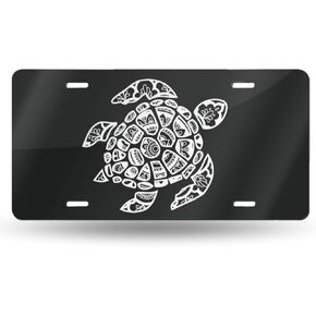 White Lotus Front License Plate Aluminum Decorative License Plates Funny Metal Car Plate 6"X12" Novelty Vanity Tag Cover with 4 Holes Car Decor Accessory