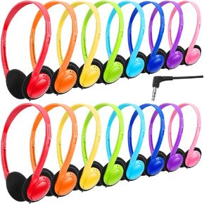 Wensdo 16 Pack Classroom Headphones Bulk for Kids School, Class Set Headphones for StudentsTeens Toddler Childern and Adults (Multi-Color)