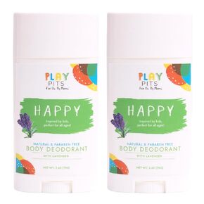 PLAY PITS - Natural Kids Whole Body Deodorant - Safe for Girls and Boys w/Sensitive Skin of All Ages - Clean - Toxic & Paraben Free - HAPPY Scent - Infused w/Lavender Essential Oils – 2.65 fl.oz