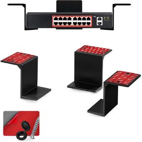 BRAINWAVZ 3" Metal Under Desk Laptop, Cable Box & Router Holder Mount, Adhesive & Screw in, Holds Upto 3" Devices Like Small Computers, MacBook, Surface, Keyboard, Network Switch, Modems & More