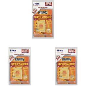 HotHands Body & Hand Super Warmers - Long Lasting Natural Odorless Air Activated Warmers - Up to 18 Hours of Heat - 3 Individual Warmers