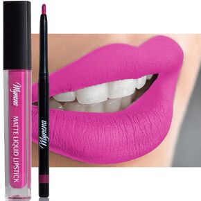 Mynena Dark Brown Matte Liquid Lipstick & Liner Kit | Long-Lasting, Waterproof | Full Coverage, No Smudge | Cocoa
