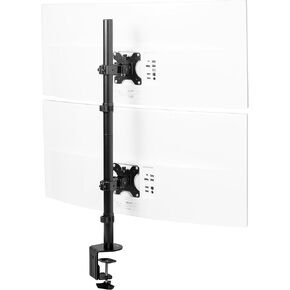 VIVO Freestanding Dual Vertically Stacked Ultra-Wide Monitor Desk Stand, Extra Tall Heavy Duty Adjustable Mount for 2 Ultrawide Screens up to 45 inches, 25 lbs Per Screen Capacity, Black, STAND-V200L