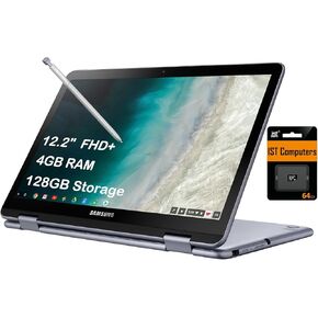 Samsung Chromebook Plus V2 360 12.2" FHD+ 2-in-1 Touchscreen (Intel Celeron 3965Y, 4GB RAM, 64GB eMMC, Active Stylus) Home & Education Laptop, 10-Hour Long Battery Life, 13MP Dual Webcam, Chrome OS