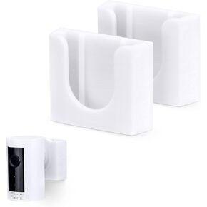 BRAINWAVZ Corner Wall Mount for Ring Indoor (2 Pack) Security Camera - Adhesive Holder, No Hassle Bracket, Strong 3M VHB Tape, No Screws, No Mess Install (White)