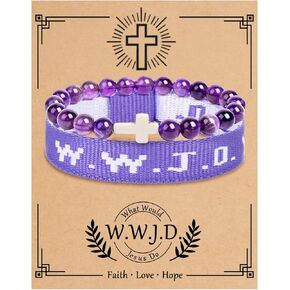 WWJD Bracelet Christian Cross Bracelets for Women Men Jesus Bracelets Faith Religious Easter Christian Jewelry