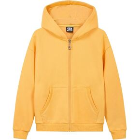 QBK Kids Brushed Fleece Zip-Up Hooded Sweatshirt Hoodie for Boys or Girls 3-14 Years