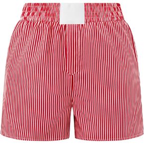 Womens Plaid Striped Boxer Shorts Elastic Waist Pajama Shorts Cute Gingham Sleepwear Y2k Sleeping Pj Micro Shorts