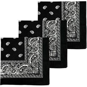 3 PCS Extra Large Bandanas 27" x 27" 100% Cotton for Men & Women Paisley Handkerchief Headband Scarf Jumbo Bandana
