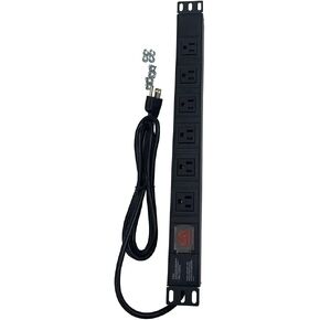 19" 1U Rack Mount PDU Power Strips 6 or 8 Outlet Mountable Power Strip, Wall Mount Outlet Power Strip Heavy Duty, Wide Spaced 15A 125V 1875W, 6 FT SJT 14AWG Power Cord (6FT) (8 Outlet)
