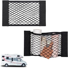 4 قطع شبكة تخزين البضائع RV، شبكة تخزين سيارة مرنة قابلة للتمدد جيب شبكي RV مع 8 أشرطة لاصقة للسيارة وسيارات الدفع الرباعي والشاحنات (17.7 × 9.8 بوصة) in Kuwait