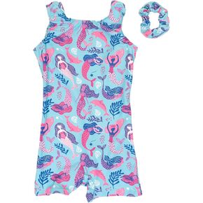 Destira Gymnastic Unitards for Girls with Matching Scrunchie - Biketard Athletic Wear, Gymnastics, Dance, Cheer, & More