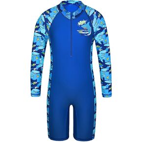 ملابس سباحة TFJH E للأولاد بأكمام طويلة، ملابس سباحة Rash Guard 50+ بسحاب للأشعة فوق البنفسجية، قطعة واحدة in Kuwait