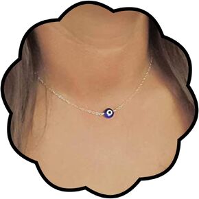 GENBREE Boho Choker Necklace Evil Eye Necklaces Chain Short Jewelry for Women and Girls (Blue)